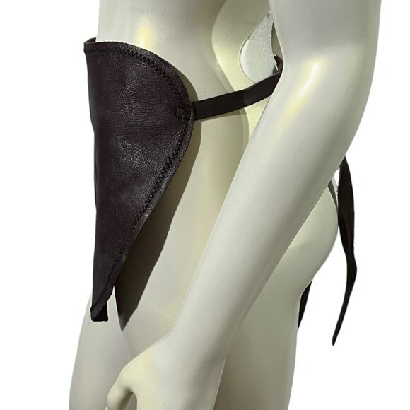 Handmade Brown Leather Half Apron Waist Work Utility Workshop Artisan Server - Picture 2 of 13